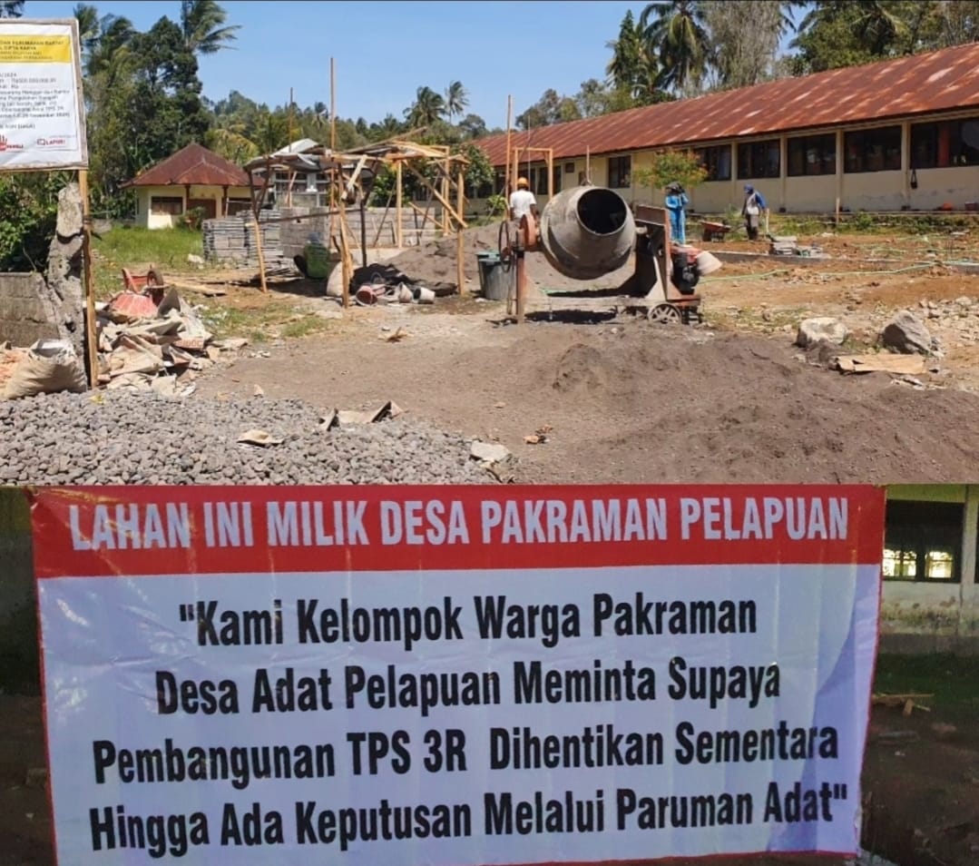 Warga Adat Pelapuan Kritisi Pembangunan TPS3R Dekat Pura dan Sekolah Tanpa melalui Paruman.