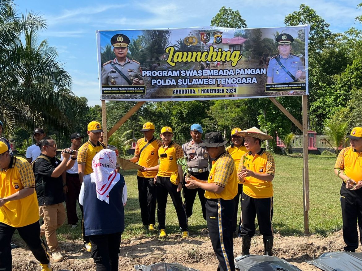 *Polda Sultra Tabur 1000 Benih Ikan dan Penanaman Bibit Tanaman Pangan di Konawe, Dukung Ketahanan Pangan Nasional*