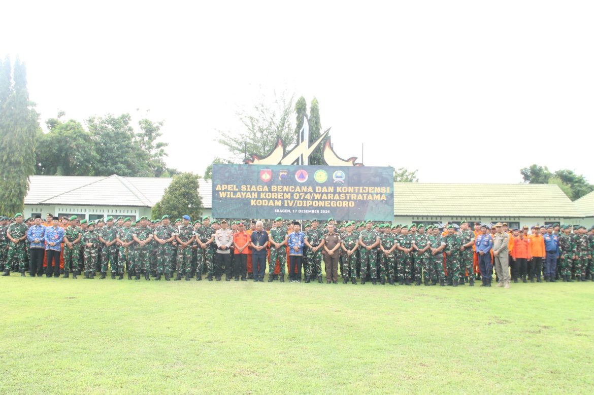 Danrem 074/Wrt Pimpin Apel Siaga Bencana dan Kontijensi di Sragen