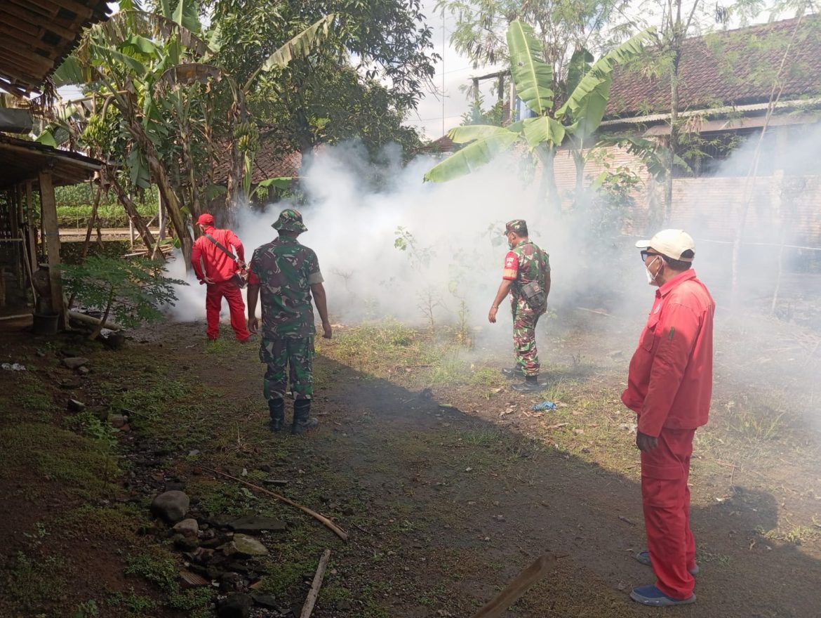 Babinsa Dampingi Dinas Kesehatan Lakukan Fogging Cegah DBD