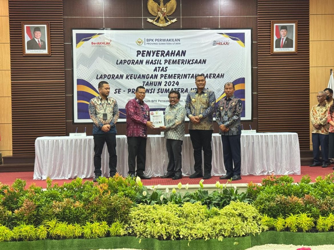 Perwakilan Badan Pemeriksa Keuangan (BPK) Provinsi Sumatera Utara kembali memberikan opini Wajar Tanpa Pengecualian (WTP) atas Laporan Keuangan Pemerintah Daerah (LKPD) Tahun 2024.