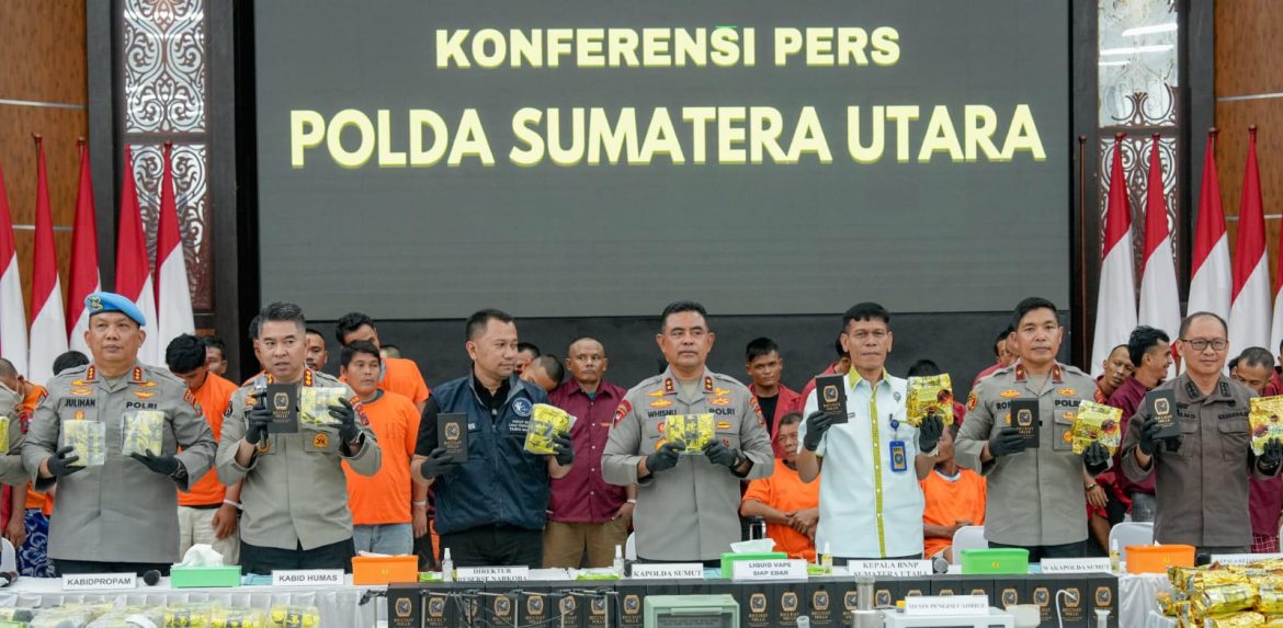 Polda Sumut Ungkap 3.078 Kasus Narkoba, Sita Lebih dari 1,6 Ton Narkoba Berbagai Jenis Sepanjang Semester I 2025
