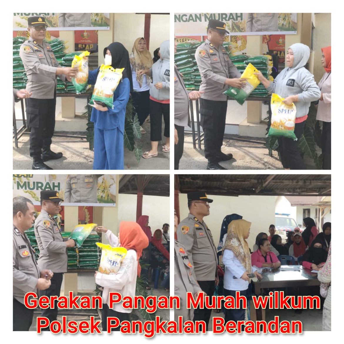 Hari Pertama Gerakan Pangan Murah Polres Langkat, 16 Ton Beras SPHP Ludes Terjual.