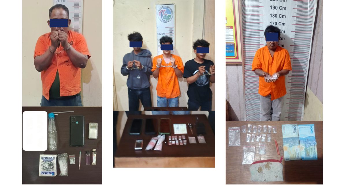 Sat Narkoba Polres Langkat Bekuk 5 Tersangka, Amankan 6,31 Gram Sabu dari 3 Kasus Berbeda.