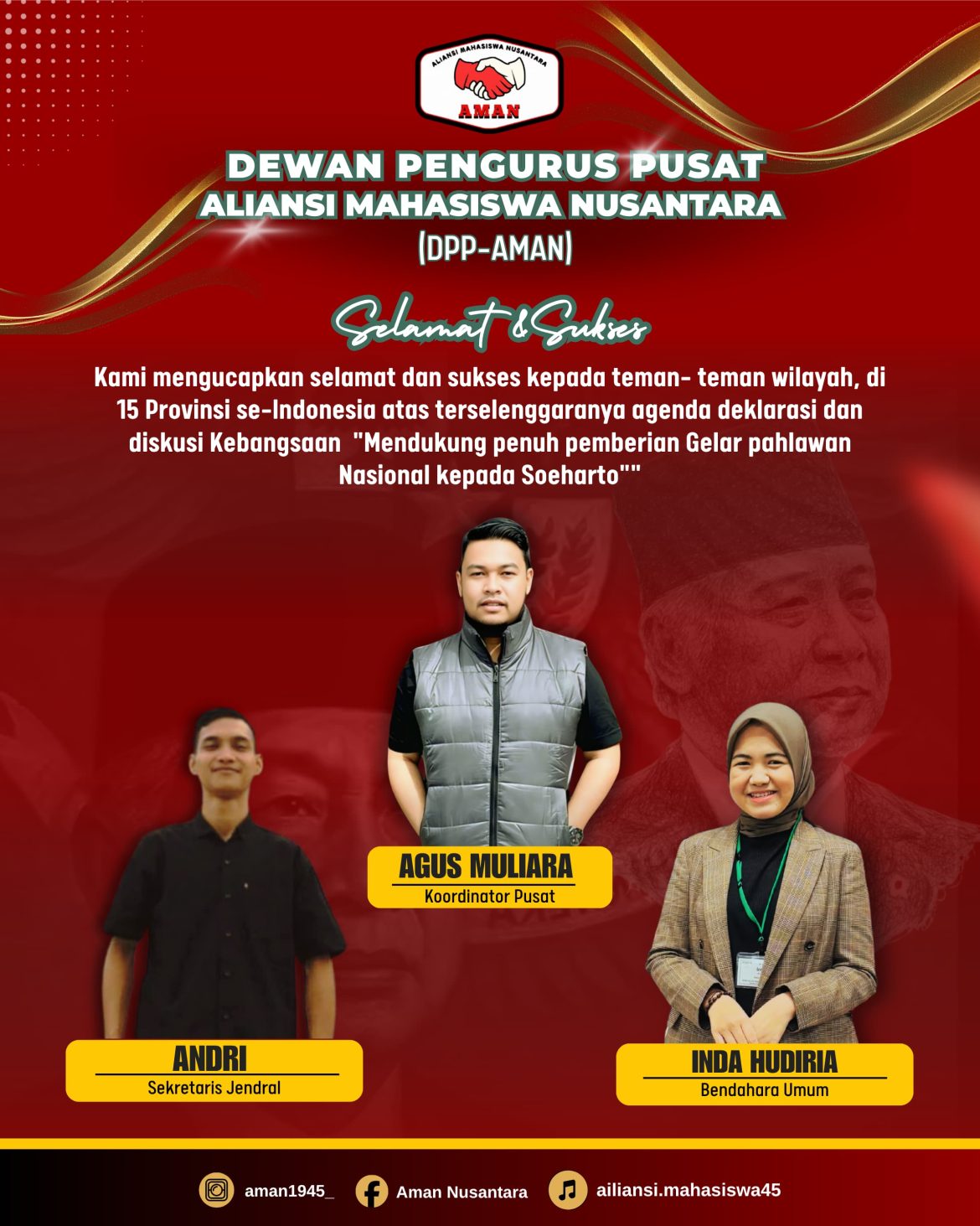 Agus Muliara Apresiasi Deklarasi dan Dialog Kebangsaan Aliansi Mahasiswa Nusantara di 15 Provinsi