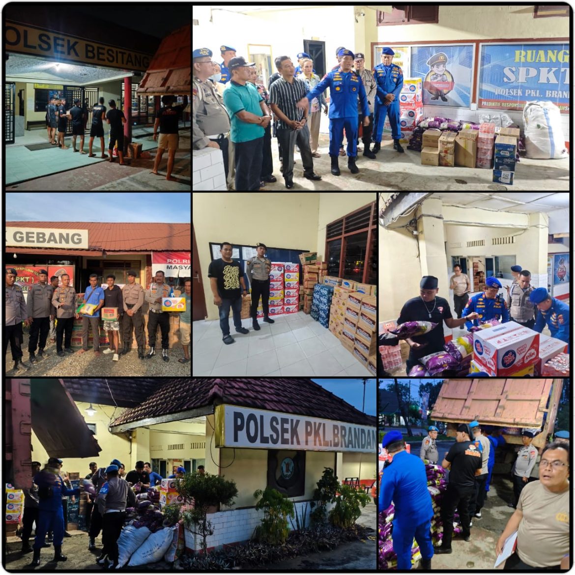 Polres Langkat Salurkan Bansos Kolaborasi Donatur untuk Warga Terdampak Banjir di Empat Polsek dan Sat Polairud.