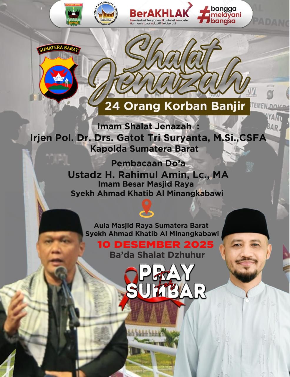 Momen Haru di Masjid Raya Kapolda Sumatera Sumbar Imanai Sholat Ghaib, Tunjukan Empati Mendalam untuk Korban Bencana