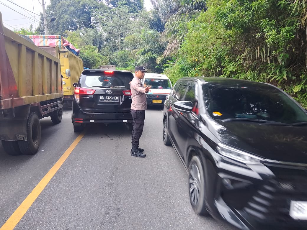 Gerak Cepat Polsek Balige Bersama BNPB dan Warga Bersihkan Jalan Raya dari Pohon Tumbang