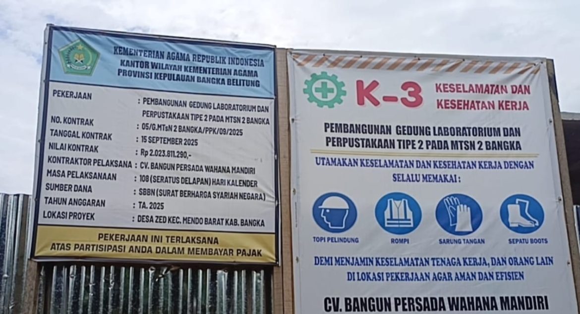 CV Bangun Persada Wahana Mandiri Disorot, Proyek MTSN 2 Bangka Tak Rampung Sesuai Kontrak