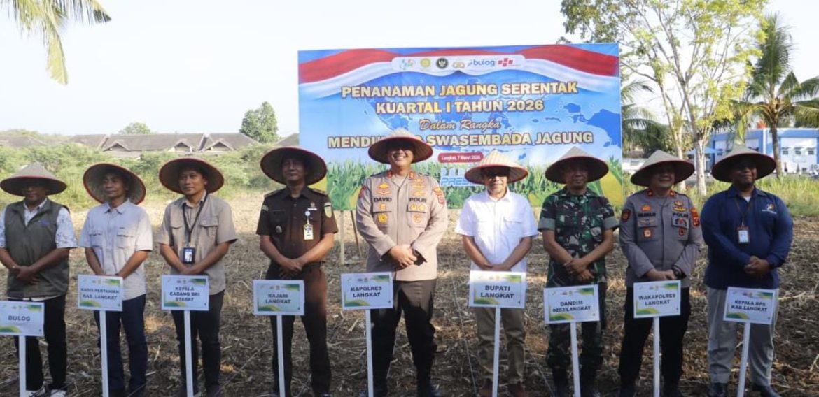 Polres Langkat Ikuti Tanam Raya Jagung Serentak Dipimpin Kapolri, Dukung Swasembada Pangan Nasional.