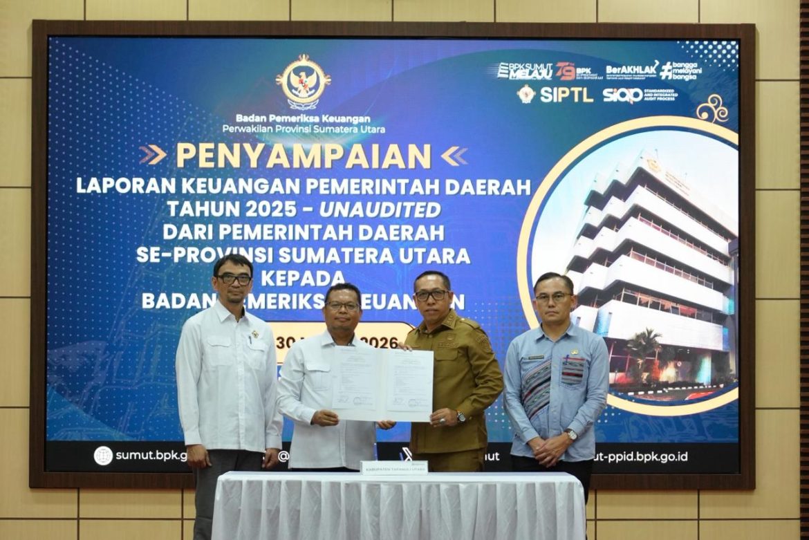 Tepati Tenggat Waktu, Pemkab Tapanuli Utara Serahkan LKPD Unaudited TA 2025 ke BPK RI Perwakilan Sumut