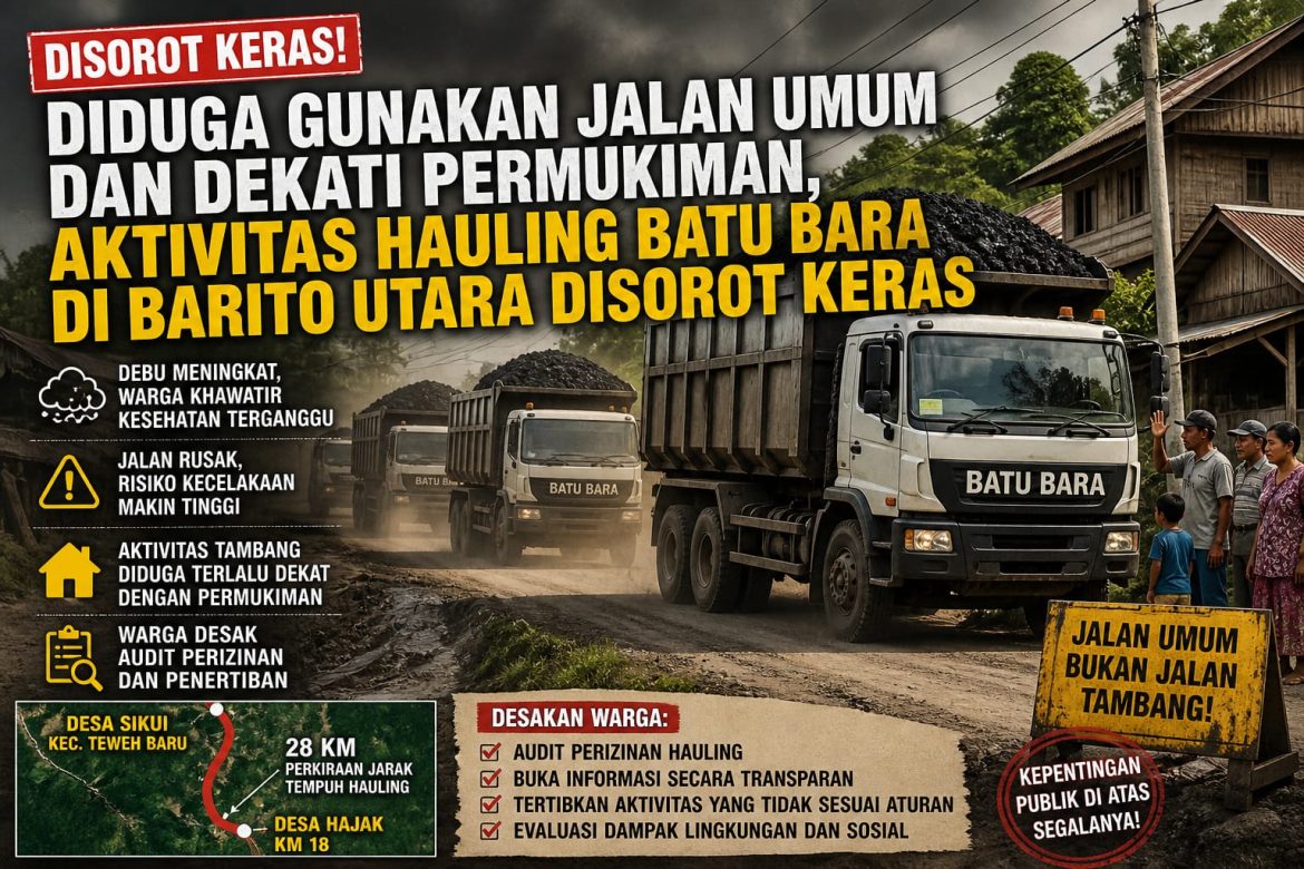 Diduga Gunakan Jalan Umum dan Dekati Permukiman, Aktivitas Hauling Batu Bara di Barito Utara Disorot Keras”