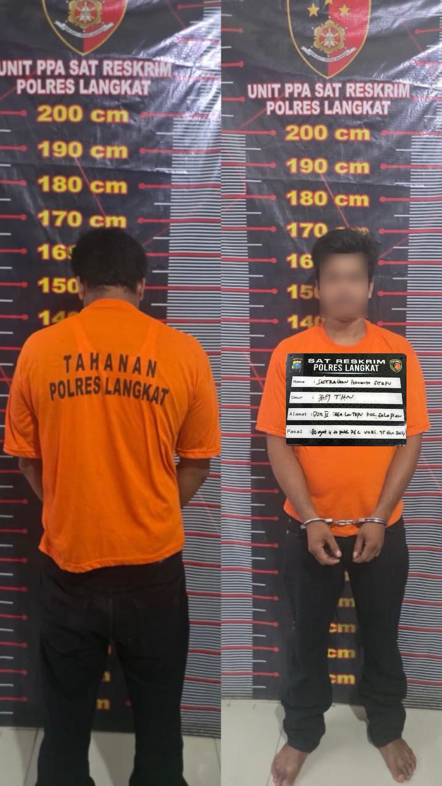 Sat Reskrim Polres Langkat Bergerak Cepat Amankan Pelaku Kekerasan Terhadap Anak Di Salapian.