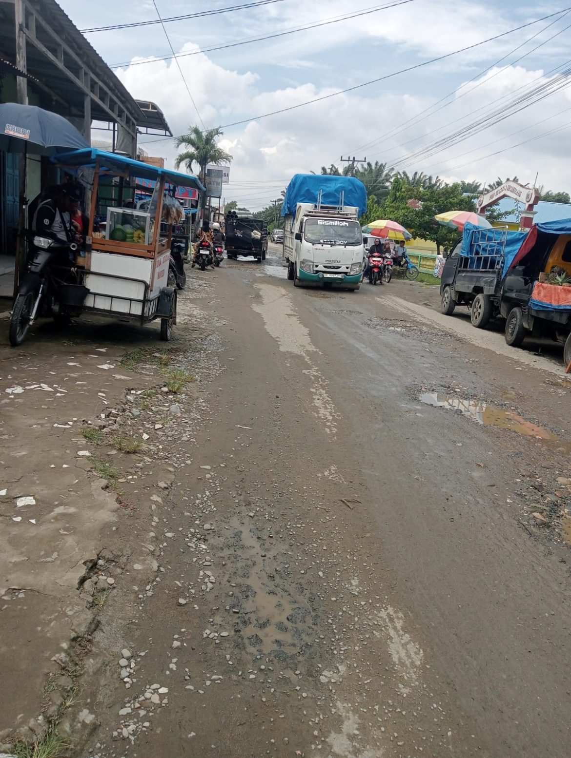 Kerusakan Jalan Lumpuhkan Roda Perekonomian Warga Secanggang, Janji Perbaikan Dinilai Tinggal Janji.
