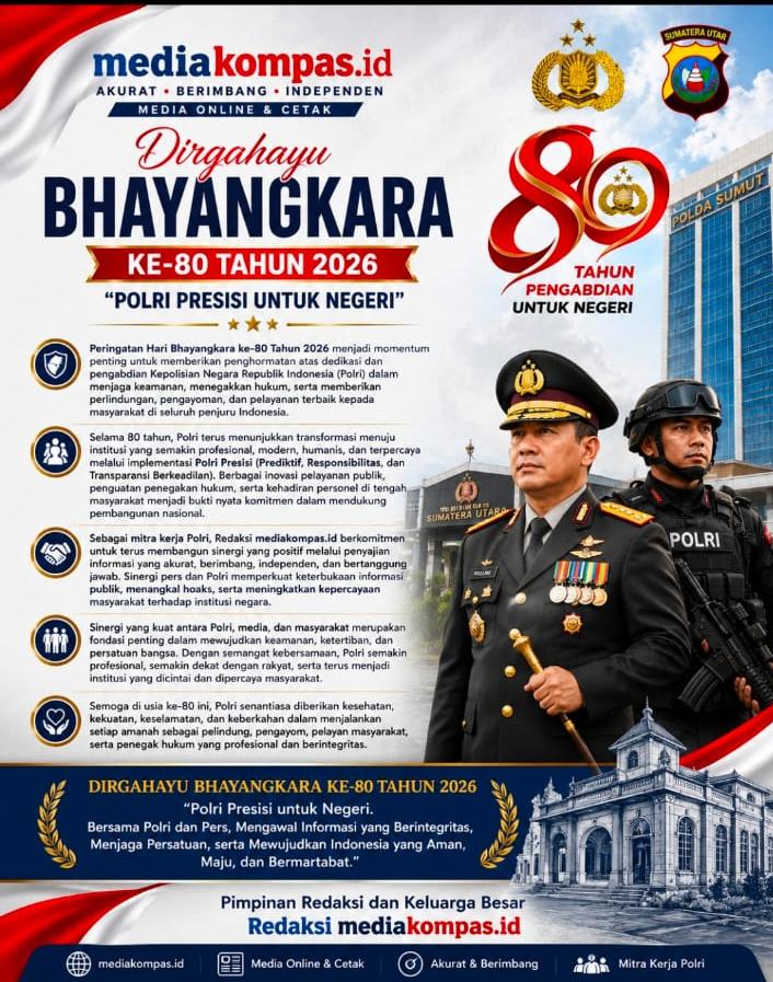 80 Tahun Pengabdian: Pimpinan Redaksi mediakompas.id Apresiasi Polri Presisi, Khususnya Jajaran Polda Sumatera Utara