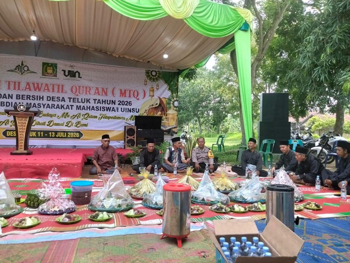 Mahasiswa UINSU Medan Gelar MTQ Tilawati Al-Qur’an dan Bersih Desa di Desa Teluk Tahun 2026.