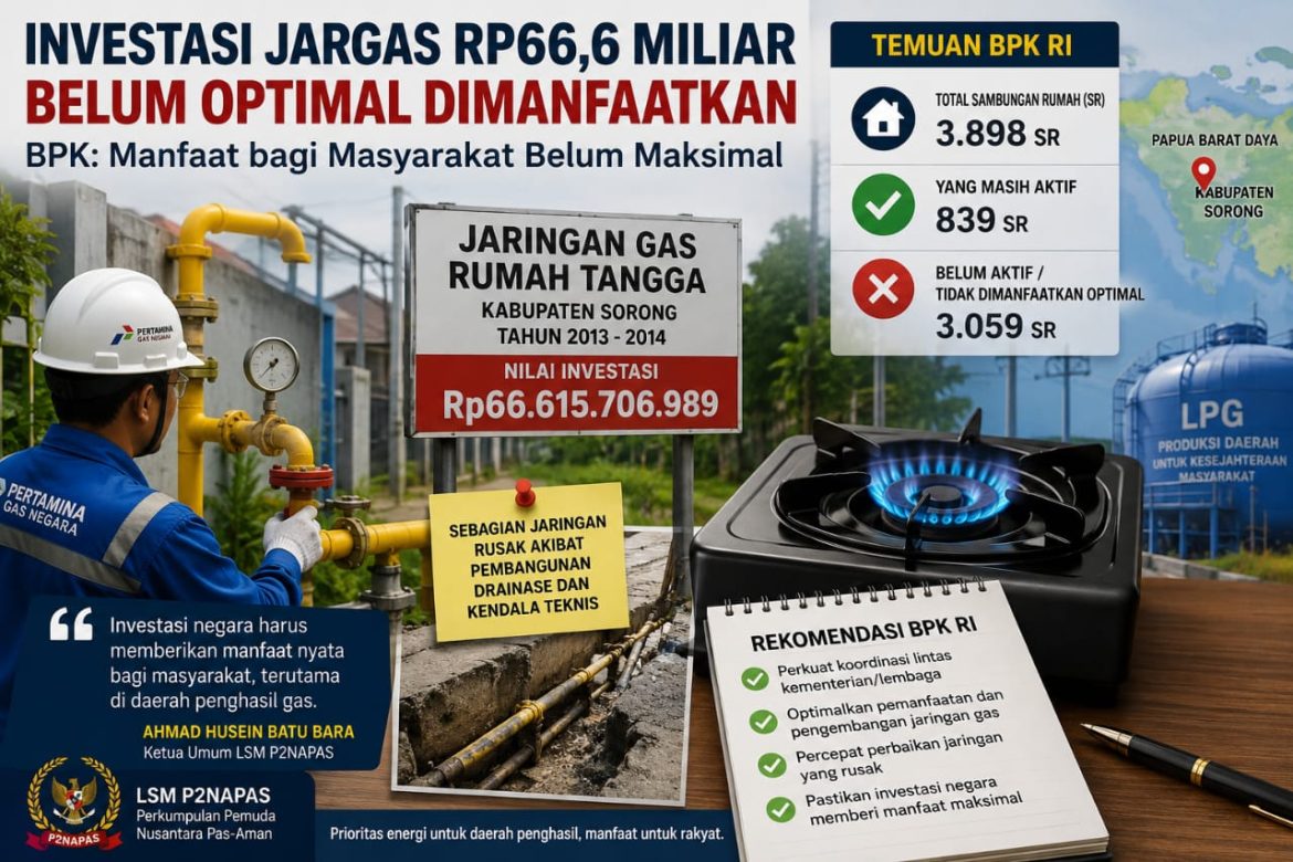 LSM P2NAPAS Soroti Investasi Jargas Rp66,6 Miliar yang Dinilai BPK Belum Memberikan Manfaat Maksimal bagi Masyarakat