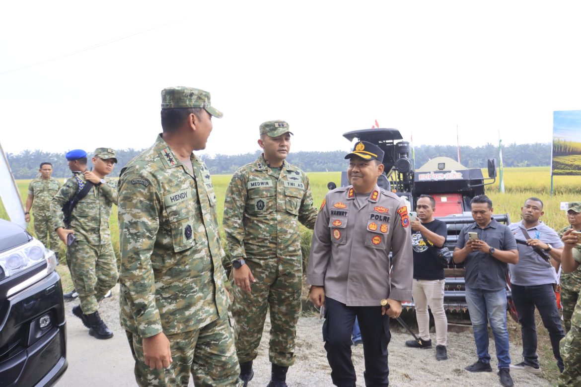 Dukung Ketahanan Pangan Nasional, Kapolres Langkat Bersama Jajaran TNI dan Forkopimda Hadiri Panen Raya Virtual di Sirapit.