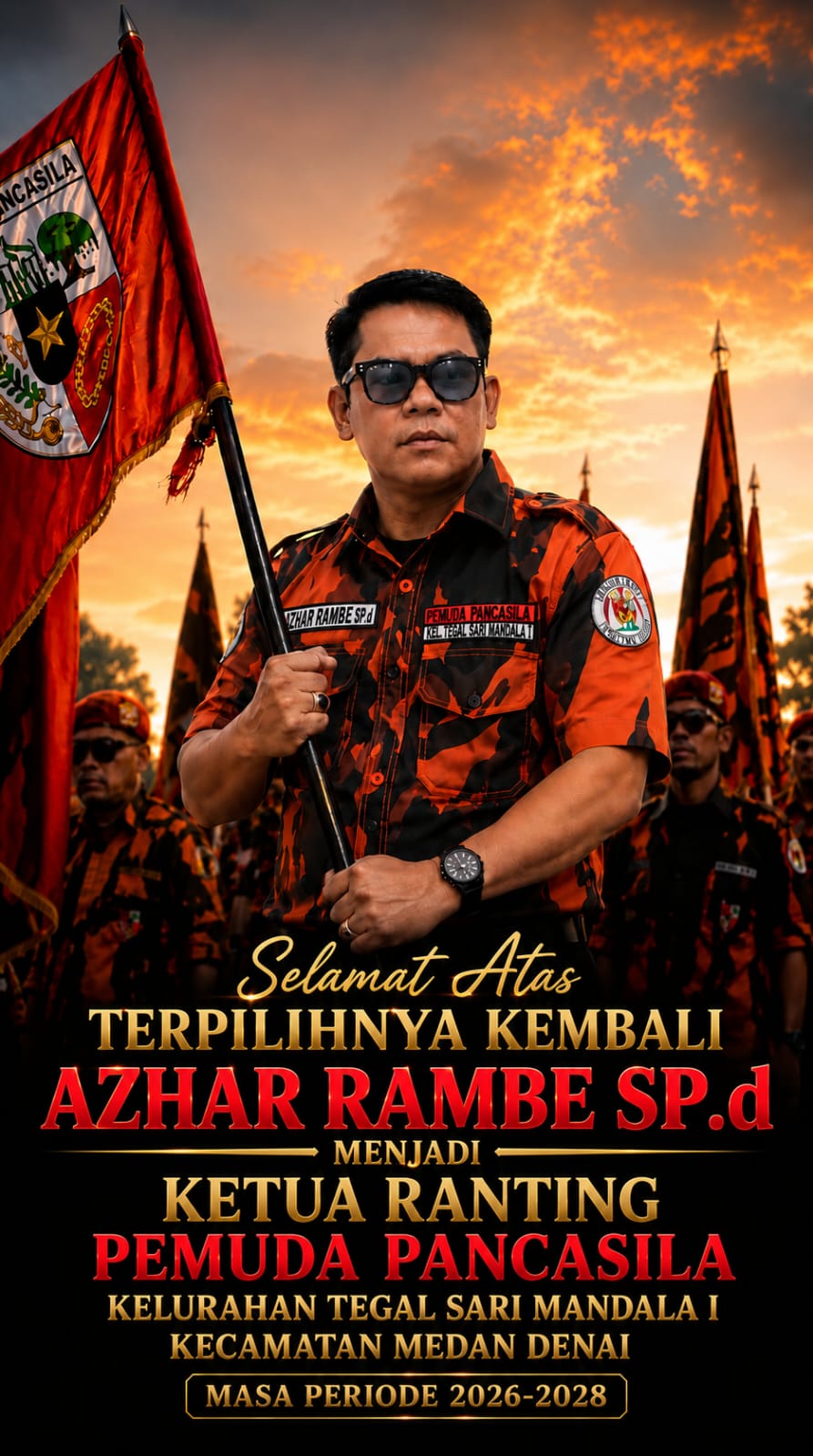 Azhar Rambe, S.Pd Kembali Terpilih Secara Aklamasi sebagai Ketua Ranting Pemuda Pancasila Tegal Sari Mandala I