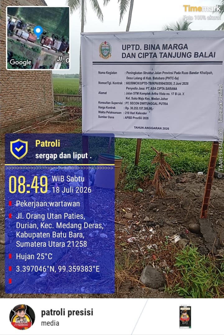 Diduga Ada Selisih Nilai Anggaran, Proyek Pengaspalan Kampung Lalang–Bandar Khalifah Jadi Sorotan