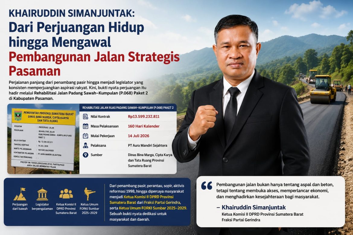 Dari Penambang Pasir Menjadi Legislator, Khairuddin Simanjuntak Konsisten Perjuangkan Infrastruktur Strategis Pasaman