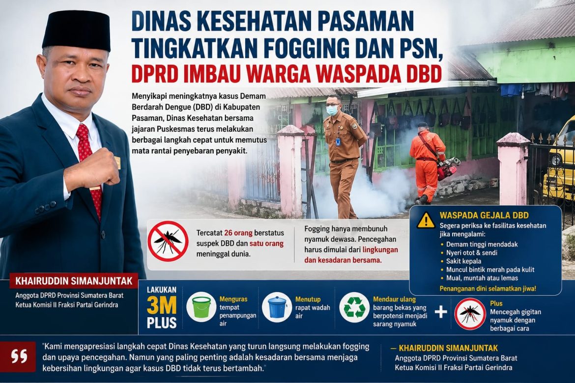 Dinas Kesehatan Pasaman Tingkatkan Fogging dan PSN, DPRD Imbau Warga Waspada DBD
