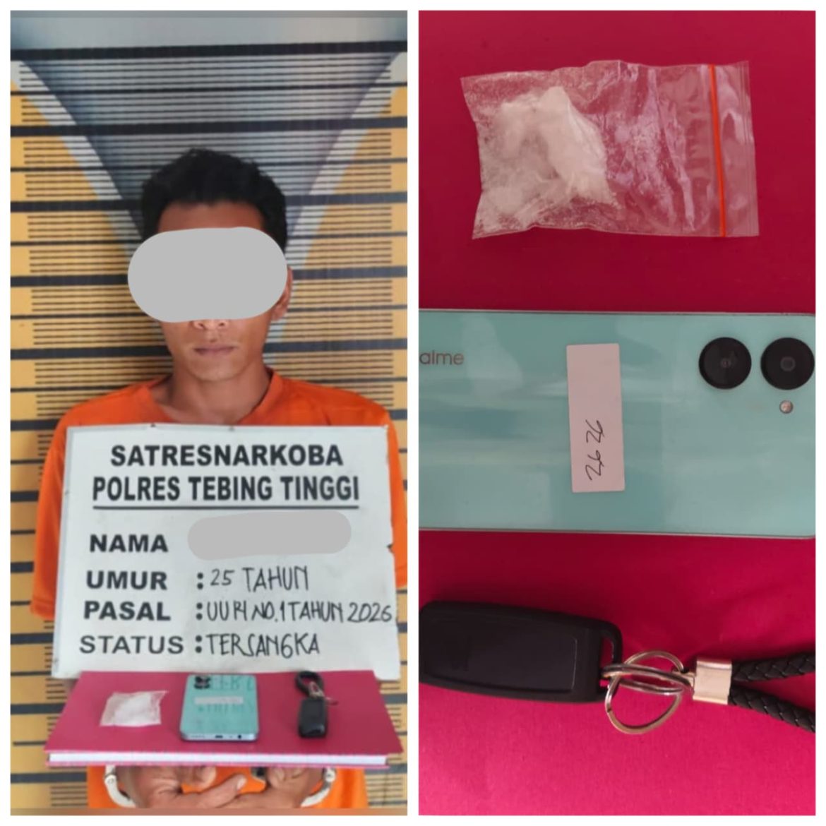 Sat Resnarkoba Polres Tebing Tinggi Mengamanka Pengedar Sabu, Sita Barang Bukti 9,56 Gram
