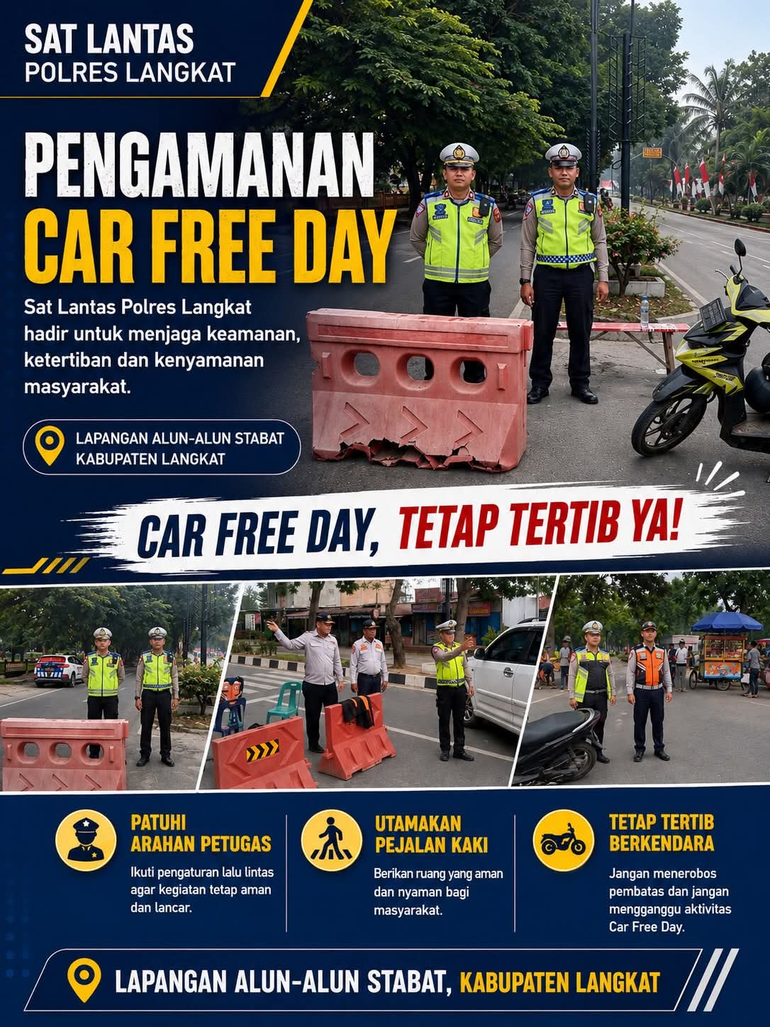 Pengamanan Car Free Day Di Alun-Alun T.Amir Hamzah Stabat Berlangsung Aman Dan Kondusif.
