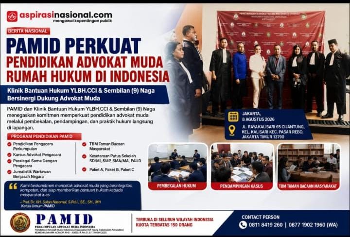 Prof Sutan Nasomal Dorong Pendidikan Advokat Muda, PAMID Buka Program Rumah Hukum