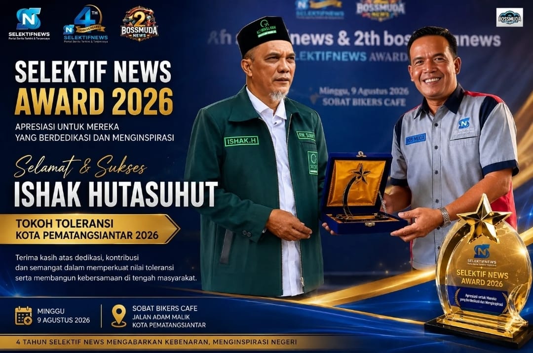 Raih Selektif News Award 2026, Ishak Hutasuhut Dapat Penghargaan Tokoh Toleransi Pematangsiantar