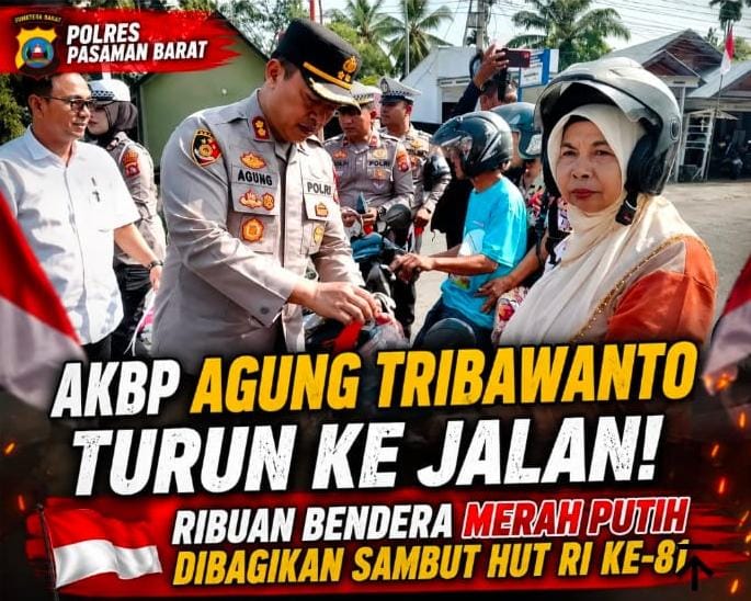 Semarak HUT RI ke-81, Polres Pasaman Barat Bagikan Ribuan Bendera Merah Putih dan Kobarkan Nasionalisme