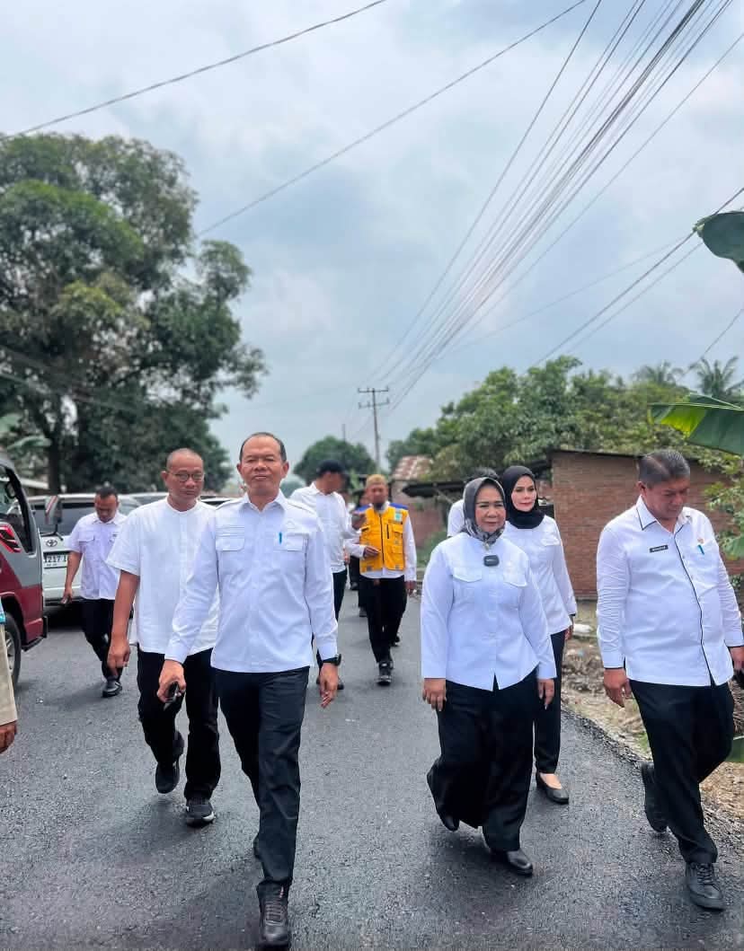 PLT Bupati Langkat Tiorita Br Surbakti Tinjau Jalan Kampung Nangka yang Baru Selesai Diaspal.