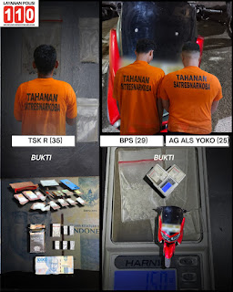 Satresnarkoba Polres Binjai Ringkus 3 Pelaku Narkoba, Barbut, Sabu dan Ekstasi.