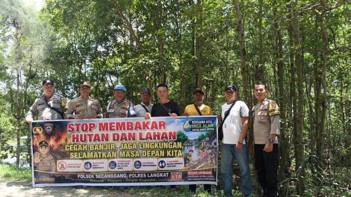 Polsek Secanggang Sosialisasikan STOP KARHUTLA, Ajak Masyarakat Cegah Kebakaran Lingkungan.