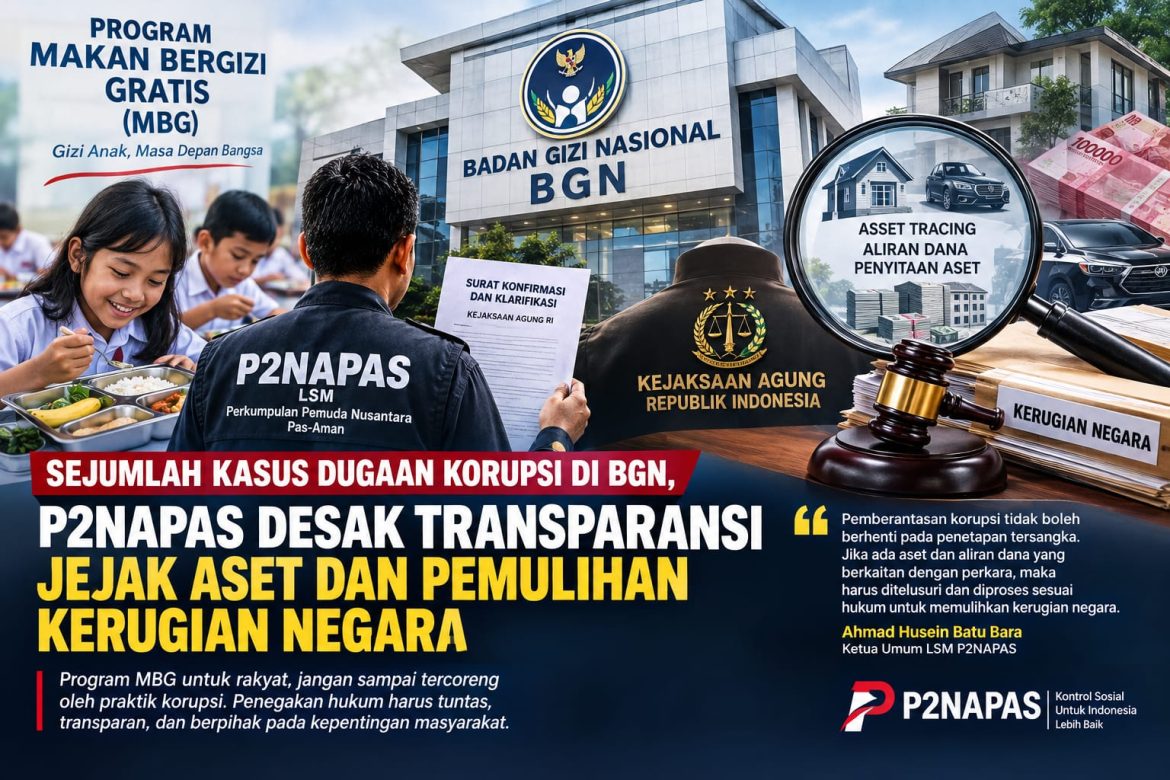 Dugaan Korupsi Program MBG Disorot, P2NAPAS Desak Kejagung Telusuri Aset, Aliran Dana dan Pemulihan Kerugian Negara