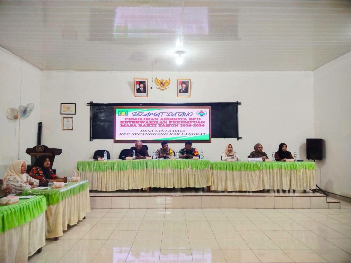 Bhabinkamtibmas dan Babinsa Hadiri Ujian Calon Anggota BPD Desa Cinta Raja.