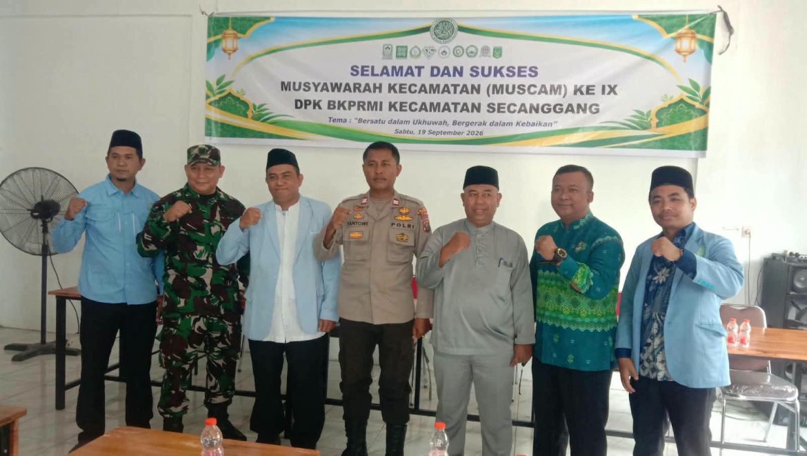 Personel Polsek Secanggang Hadiri Muscam DPK BKPRMI Kecamatan Secanggang.