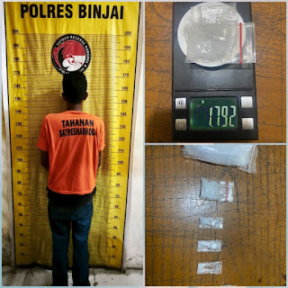 Satresnarkoba Polres Binjai Amankan Pria Diduga Sedang Memaketkan Sabu Siap Edar.
