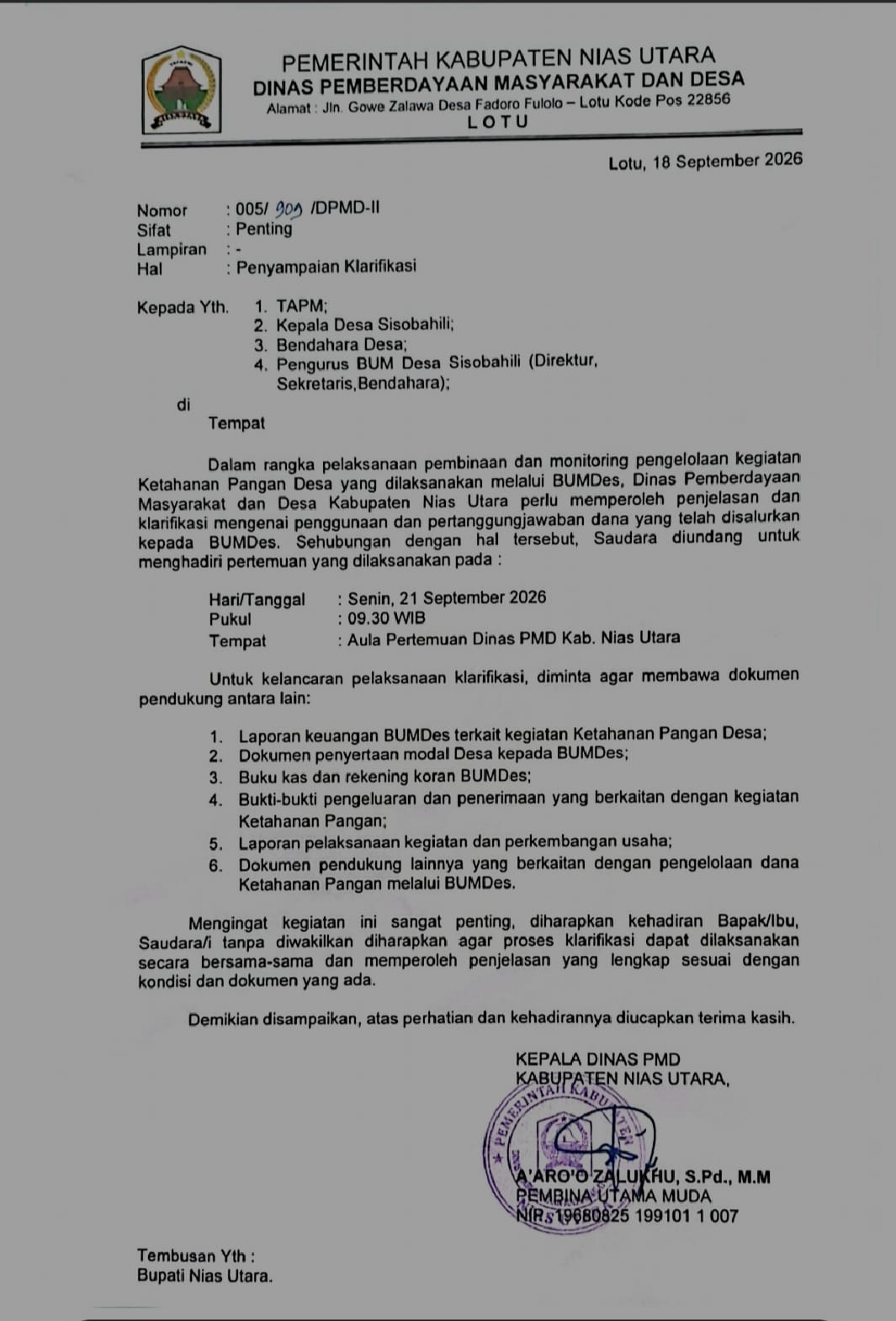 Dana BUMDes Sisobahili Rp94 Juta Jadi Sorotan, Pengurus Mangkir dari Panggilan Dinas PMD