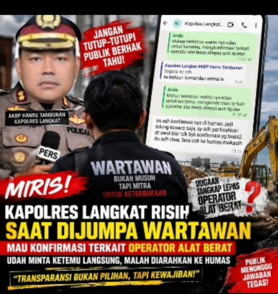 Konfirmasi Kapolres Langkat, Wartawan Malah Diarahkan ke Humas