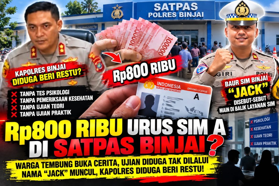Diduga Rp800 Ribu Urus SIM di Satpas Binjai
