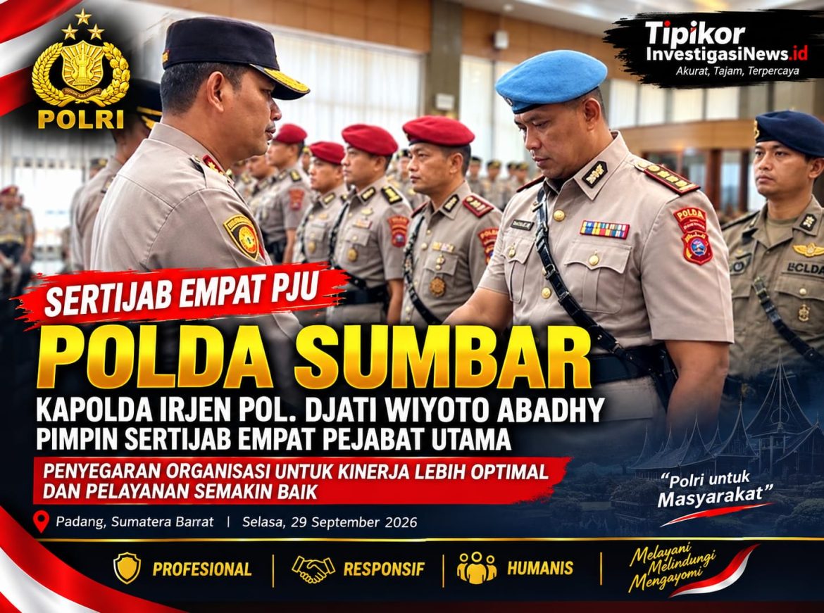 Kapolda Sumbar Pimpin Sertijab Empat PJU, Tekankan Penguatan Kinerja dan Pelayanan Publik