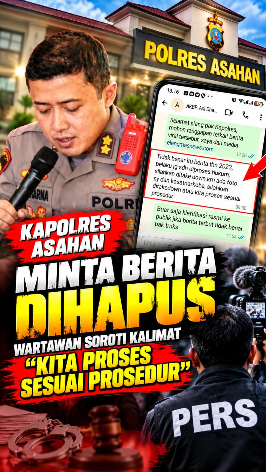 Kapolres Asahan Minta Berita Dihapus, Wartawan Soroti Kalimat “Kita Proses”
