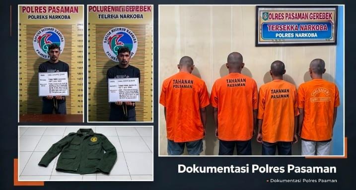 Tim Elang Timur Satresnarkoba Polres Pasaman Amankan Empat Pria dalam Kasus Dugaan Peredaran Sabu di Duo Koto