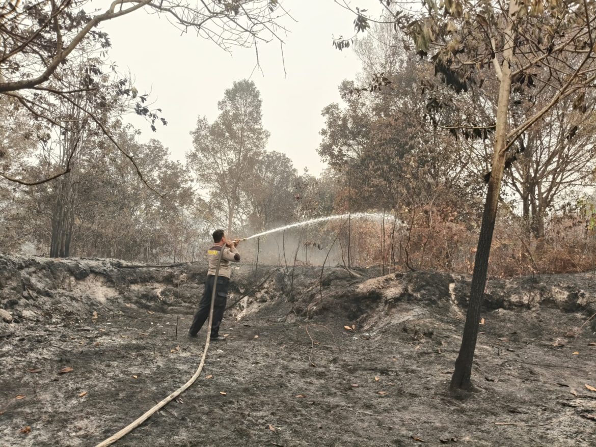 Padamkan Karhutla di Bukit Sua, Polsek Rakumpit Lakukan Penanganan di Lahan Dua Hektare